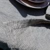 Washed striped linen tablecloth wide hem mitered corners, stonewashed farmhouse tablecloth wit stripes, wedding table decor, dining decor