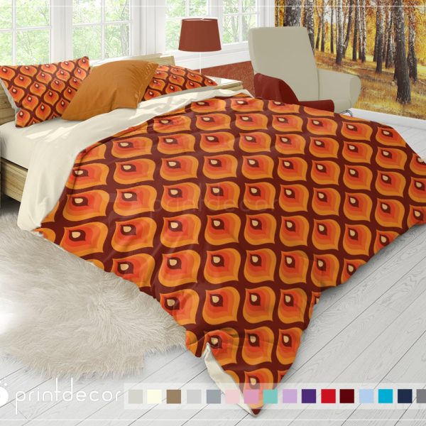 Retro Bedding Set, Retro Groovy Duvet Cover Set, Geometry Bedding, Mid Century Bedding, Vintage Bedding, 50s Duvet Cover Set