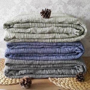 Soft King Dual Color,4  Layer Gauze Cotton Muslin Bedcover, OEKO-TEX Certified ,Organic Cotton Throw Blankets With and Without Fringes
