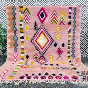 Pink Moroccan Custom rug – Moroccan Woolen carpet – New Azilal rug – Beni Ourain style – New Beni Ourain rug – Pink Berber rug
