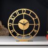 Desk Clock 10 Inches with Real Moving Gear convertible into Wall clock (Hybrid) Vintage Black