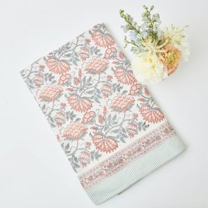 Floral tablecloth for spring, Block Printed Tablecloth French Dinning Table Cloth ,Elegant Decoration, Rectangle Tablecloth, Christmas gift