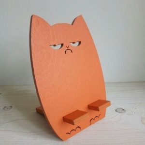 Angry Cat phone stand Laser cut, animal cell phone holder vector pattern, Phone stand laser cut, template Glowforge phone stand laser cut
