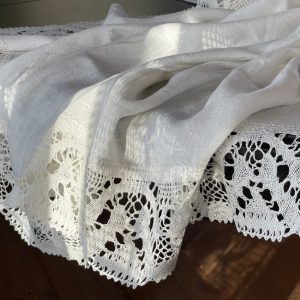 White linen tablecloth linen Laced Pure linen tablecloth Dining White linen Off white pure linen tablecloths white linen lace ~12 cm/4.7”