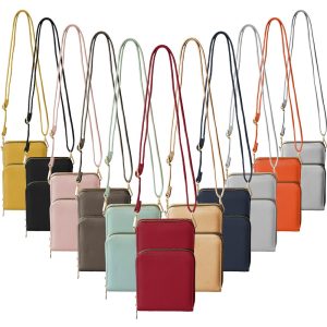 Phone Holder Bag for Ladies Vegan Leather Wallet Money Purse with 2 compartments