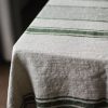 Heavy Linen Tablecloth for Easter Table – French Style Striped Washed Rustic Linen Table Cloth – Rectangle Square or Round