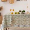 Burnt Orange, Olive Green  Floral Indian Hand Block Printed Rectangle Tablecloth, Cotton Table Cover, Housewarming Gifts, French Tablecloth