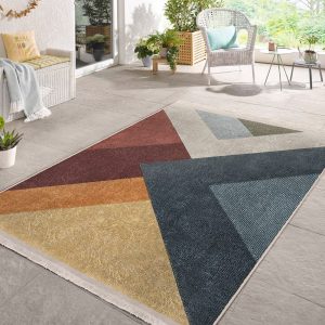 Geometric Multicolored Area Rugs|Rectangle Abstract Rug|Washable Dining Room Carpet|Carpets With Fringed|Minimal Home Decor|Surreal Art Rug