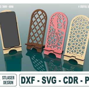 Wooden Phone Holder Files, Laser Cut Phone Stand, Vector Files For Wood Laser Cutting