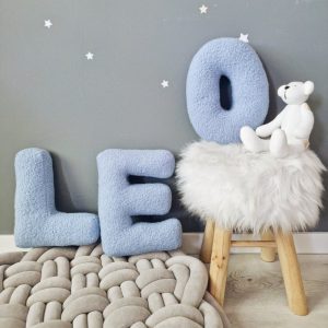 Boucle alphabet pillow letter blue, decorative pillow, personalized kids pillow, Initial cushion, nursery decor, monogram, Baby shower gift