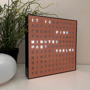 LED Word Desk Clock for Home & Office – LED Text Display – Powered by USB Cable – A Unique Gift Item – 20cm X 20cm (7.8″ X 7.8″ X 2″)