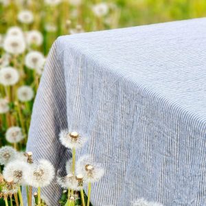 Linen Tablecloth for Wedding – Striped Rectangle Square Round – Washed 100% Linen Fabric