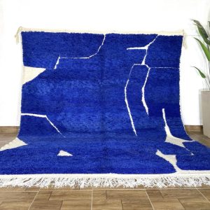Moroccan rug blue – Berber rug – Custom Moroccan rug – Beni ourain rug – Handmade rug – Abstract Wool rug – blue rug – moroccan blue rug