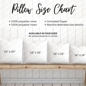 Pillow Mockup Size Chart, Spun Polyester Square Pillow Mockup, Square Pillow Size Chart, Printify Pillow,  Sizing Chart Mockup, Size Guide