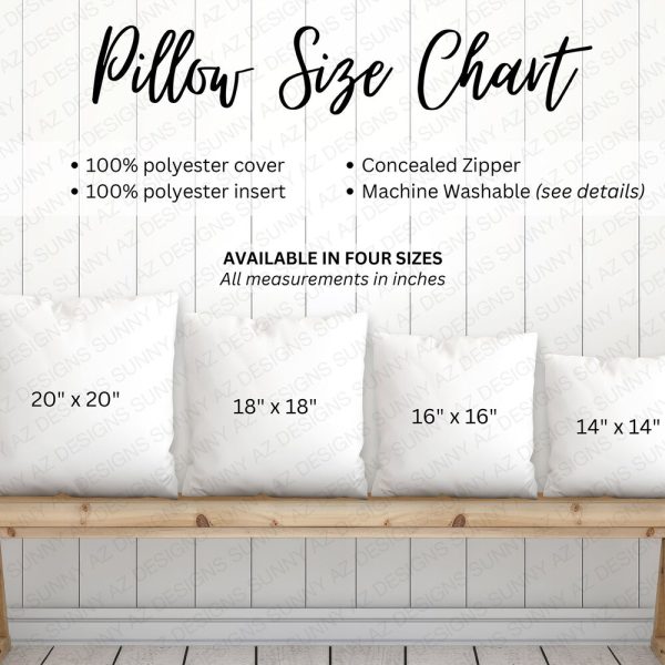 Pillow Mockup Size Chart, Spun Polyester Square Pillow Mockup, Square Pillow Size Chart, Printify Pillow,  Sizing Chart Mockup, Size Guide