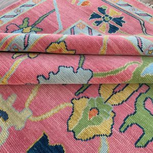 Exquisite Pink Oushak style Hand Knotted Rug 4×6, 5×8, 6×9, 8×10, 9×12, 10×14 ft Handmade Rugs for Living Room – Antique Contemporary rug