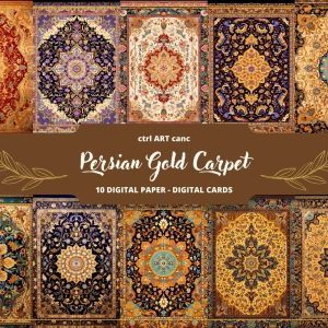 Persian Gold Carpet Printable, Persian Digital Paper, Junk Journal Kit, Journal Pages, Scrapbooking, Junk Journal Supplies, Ephemera