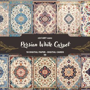Persian White Carpet Printable, Persian Digital Paper, Junk Journal Kit, Journal Pages, Scrapbooking, Junk Journal Supplies, Ephemera