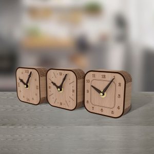 Wooden table clock bundle laser cut svg file Glowforge table clock svg cricut Table clock cnc vector template Desk clock table dxf digital