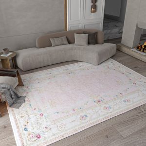 Classic Rug, Turkish Rug, Vintage Rug, Turkish Carpet, Bohemian Rug, Pink Rug, Bordered Rug, Floral Rug, Rug For Living Room, Oriental Rug