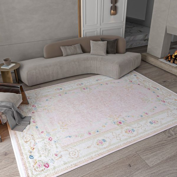 Classic Rug, Turkish Rug, Vintage Rug, Turkish Carpet, Bohemian Rug, Pink Rug, Bordered Rug, Floral Rug, Rug For Living Room, Oriental Rug