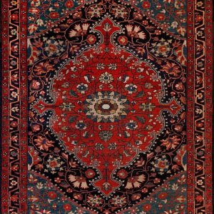 Oriental Medallion Red Area Rug Rustic Mid Century Modern Small Large Oversize Red Dark Blue Black Carpet for Living room Bedroom Diningroom