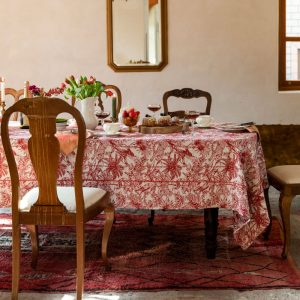 Jungle Pattern Table Cloth Retro Floral Table Cover Jacquard Tablecloth Red Elegant Style Custom Living Room Spring Home Decor Custom Size