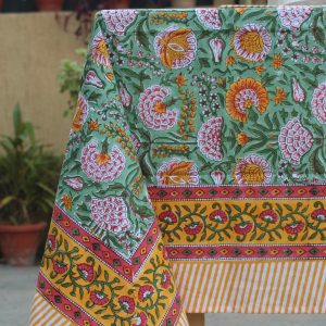 Boho Vintage Block Print Tablecloth Square/Rectangle/Round Custom Table Cover With Napkin/Placemat/Runner Handmade Table Top Decor Set.