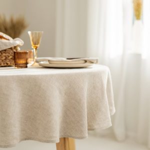 Round Linen Hygge tablecloth Washed soft linen table cloth stonewashed linen custom size tablecloth Circle dining tablecloth Christmas Gift