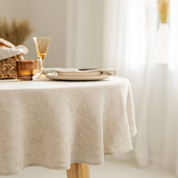 Round Linen Hygge tablecloth Washed soft linen table cloth stonewashed linen custom size tablecloth Circle dining tablecloth Christmas Gift
