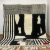 Lavender Wave Area Rug -Checkerboard Modern Mat-Non Slip Runner-Futuristic Curved Carpet-Washable Art Deco Accent Rug-Soft Pastel Living Mat