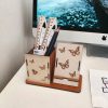 Laser Cut Phone stand with Pen holder Desk Organizer Vector Files For Wood Laser Cutting Glowforge Cut Vector Templates desktop pen stand
