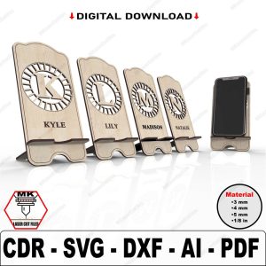 Phone Stand Holder Laser Cut Svg Files | 26 Letters Vector Files For Laser Cutting | Cell Phone Holders for glowforge