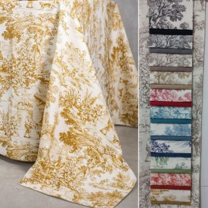Toile de jouy tablecloth. 100% strong cotton. Toile de Jouy colored. Round, oval, square, rectangular. Custom size. Italian tablecloth
