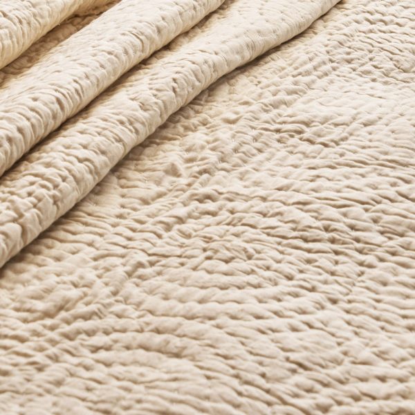 BEIGE cotton linen Kantha Quilts with circle pattern quilting, Sizes available