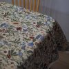 orange block printed – Indian Cotton, Boho bird Design, Dining Table Cover, Cotton square tablecloth, thanksgiving and Christmas tablecloth