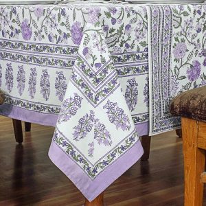 Purple and Green Leaf Printed Table Cloth, Kitchen & Dining Table Cover, Party Decor, Floral Table Cloth, Table Linens, French Table Cloth