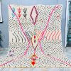 Blue Burnt Orange Hand Tufted Irregular Amoeba Shape Wool Rug for Kids Room, Modern Handmade 6×9 8×10 9×12 Area Rug for Living Room Bedroom