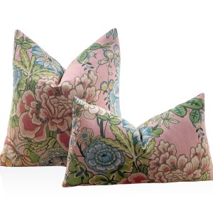 Thibaut Peony Garden Pillow Cover in Blush, Throw Cushion,Decorative Pillows, Living Room, Bedroom, Floral Pillow
