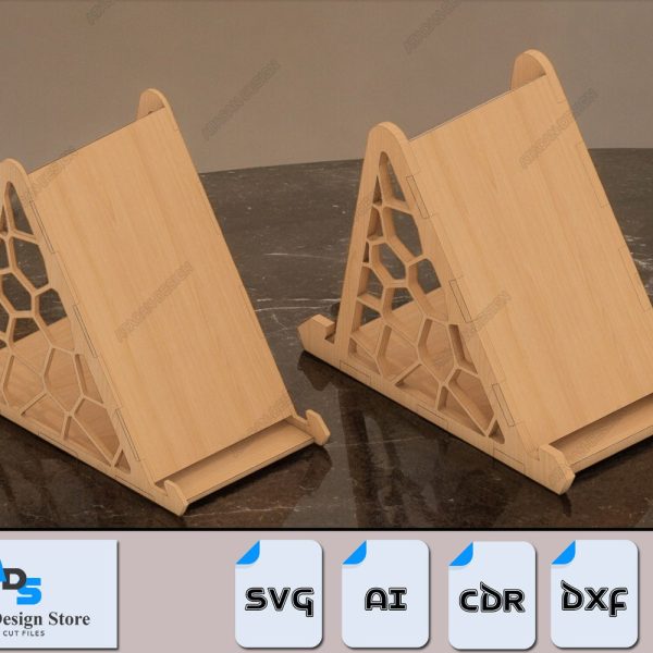 Honeycomb Design Wooden Phone Holder – Laser Cut Files for 1/4 & 1/8 Inch Materials 113