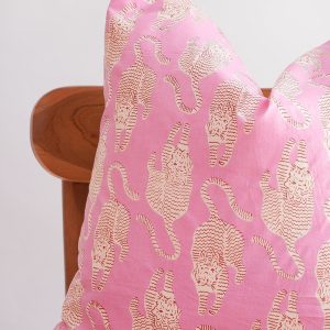Block Print Pillow, Floral Pillow, Botanical Pillow, Boho Pillow, Pink Pillow, Decorative Pillow, Farmhouse Decor