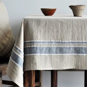 Handmade Rustic Tablecloth, Washed Linen Tablecloth, Indoor Outdoor Party Table Decor, Vintage Country Tablecloth, Housewarming Gift