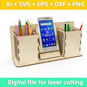 Pencil and phone holder vector for CNC svg vector file, vector cut file, cnc, cnc file, cnc pattern