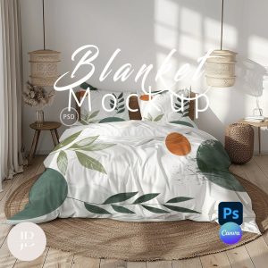 Bedding Set Mockup, Duvet and Pillow Mockups PSD, Blanket Mockup,Bedding Mock Up Canva Drag and Drop,Pillow and Blanket Mockup Photoshop|144