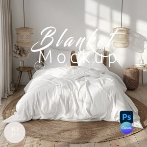 Bedding Set Mockup, Duvet and Pillow Mockups PSD, Blanket Mockup,Bedding Mock Up Canva Drag and Drop,Pillow and Blanket Mockup Photoshop|144