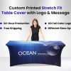 Custom Spandex Stretch Tablecloth, Pop Up Event Shop, Custom Logo Trade Show, Christmas Fair Branded Table Cover