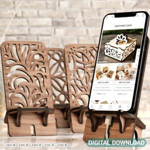 Laser Cut Wooden Mobile Phone Stand Cell Phone Holder Digital Download SVG |#199|