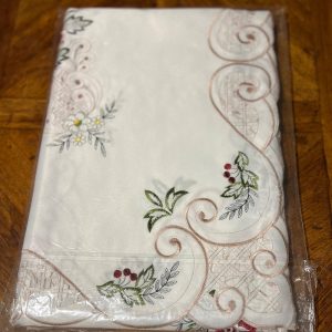 Avonlea Embroidery Tablecloth with Napkins 13pcs set PEONY design Large tablecloth. Machine embroidered Suppercloth
