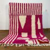Luxurious Handwoven Wool Moroccan Rug – Soft Ivory Texture for Home Decor, Handmade Rug, White Pink Rug, Moroccan Carpet, Beni Ourain Rug