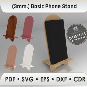 Laser Cut Wood Phone Stand Svg, Phone Holder for Desk, Laser Cut Template, Cnc Files for Wood